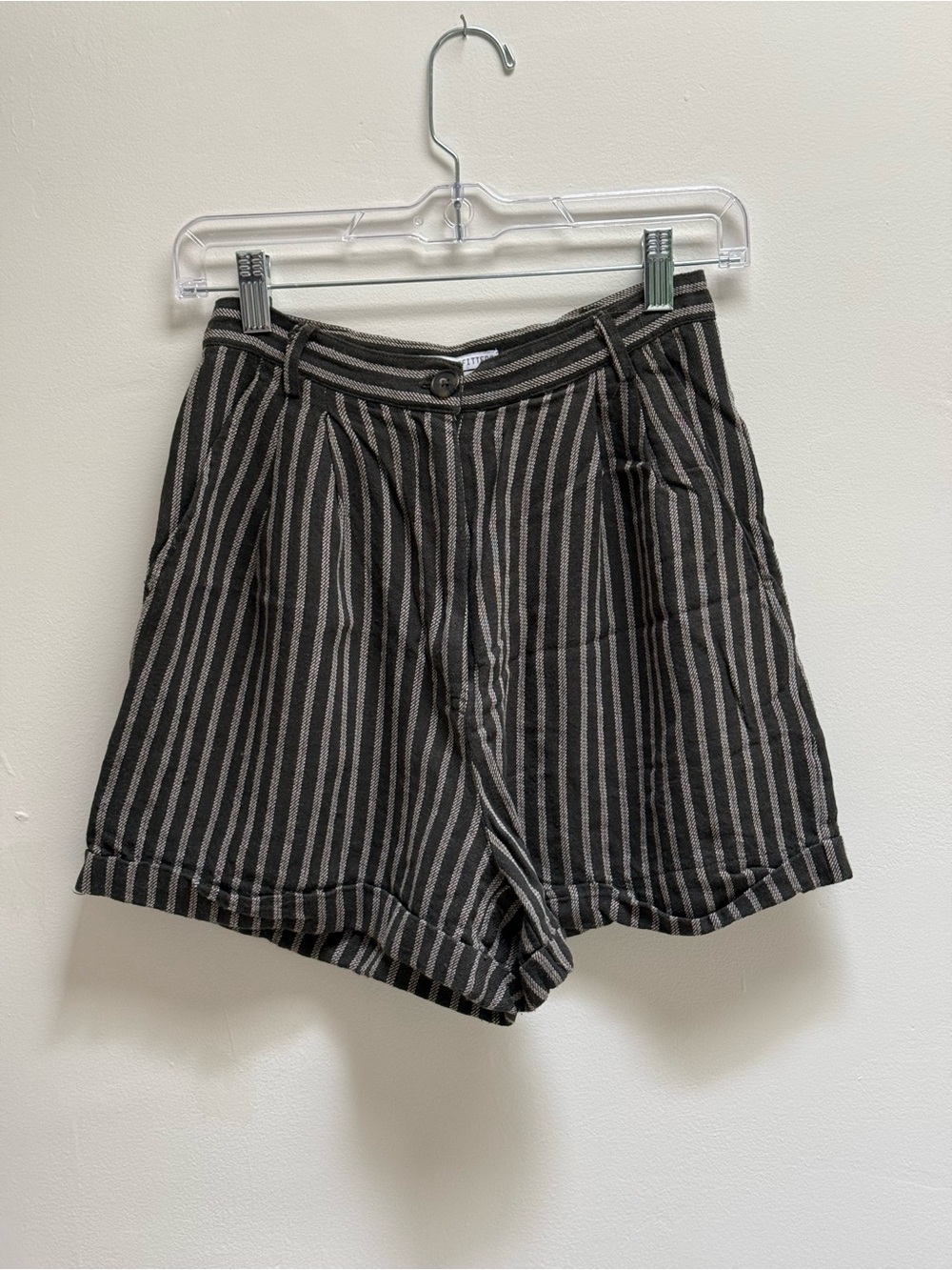 Urban Outfitters Dark Green Striped High-Waist Shorts